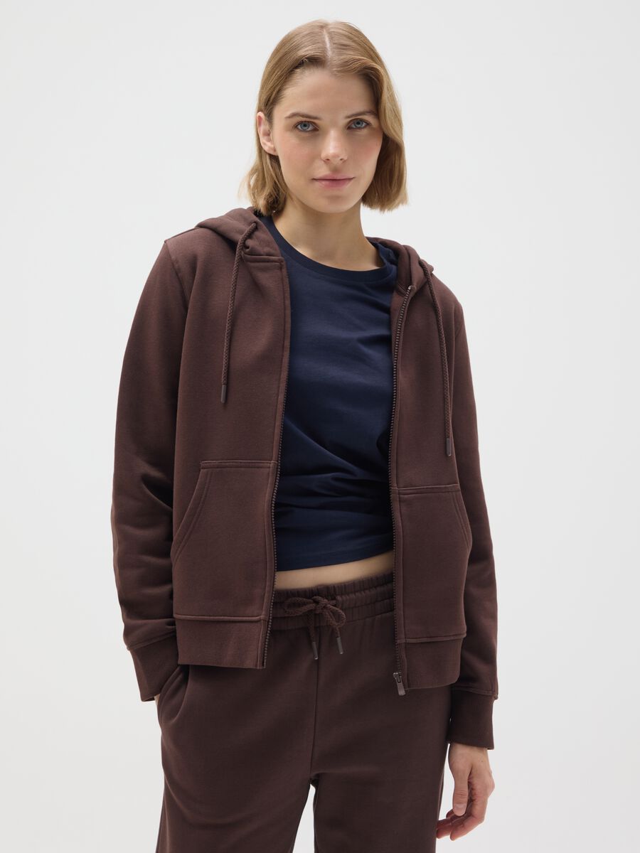 Felpa in misto cotone marrone regular fit_0