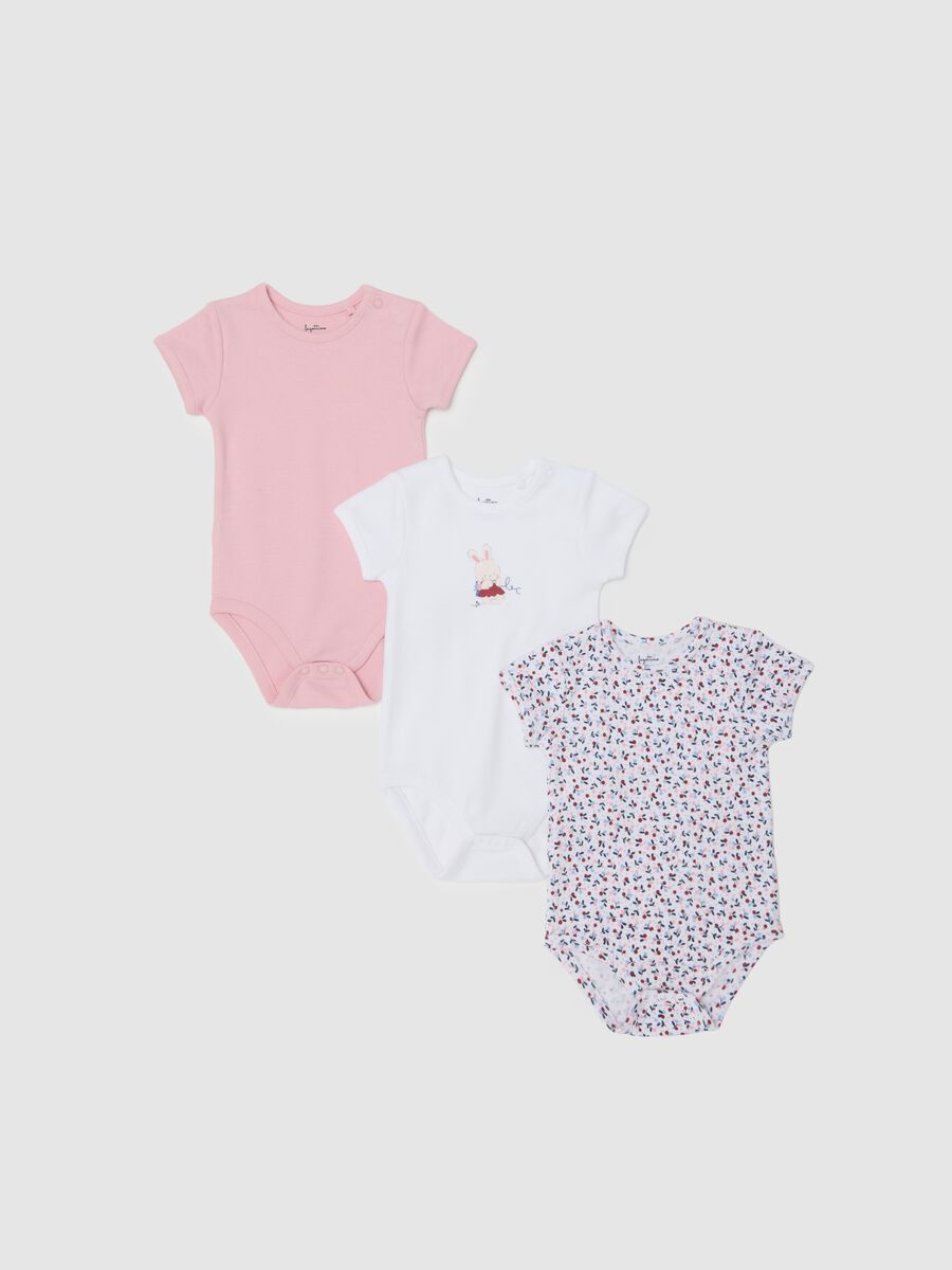 Tripack di body da neonata in puro cotone multicolor_0