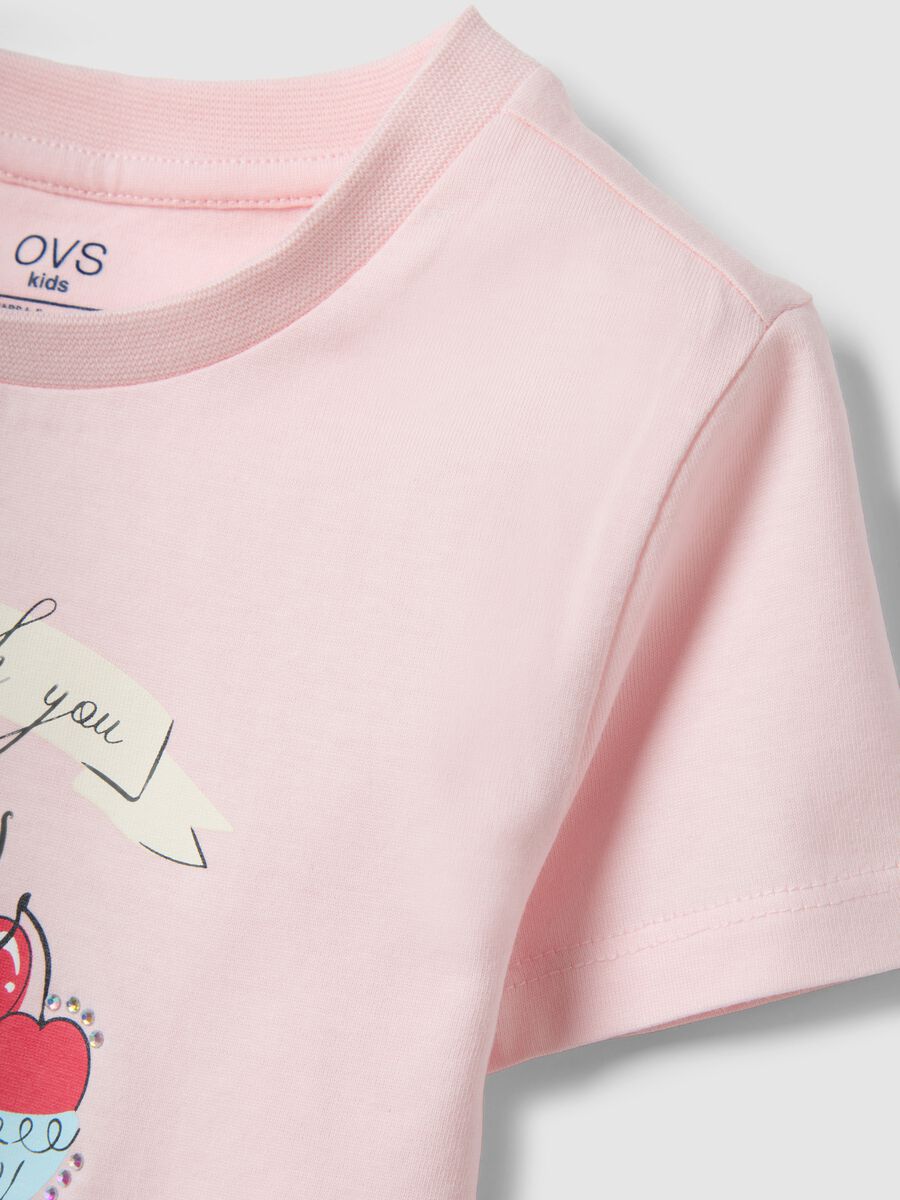 Girls' pink regular fit pure cotton t-shirt with print_3