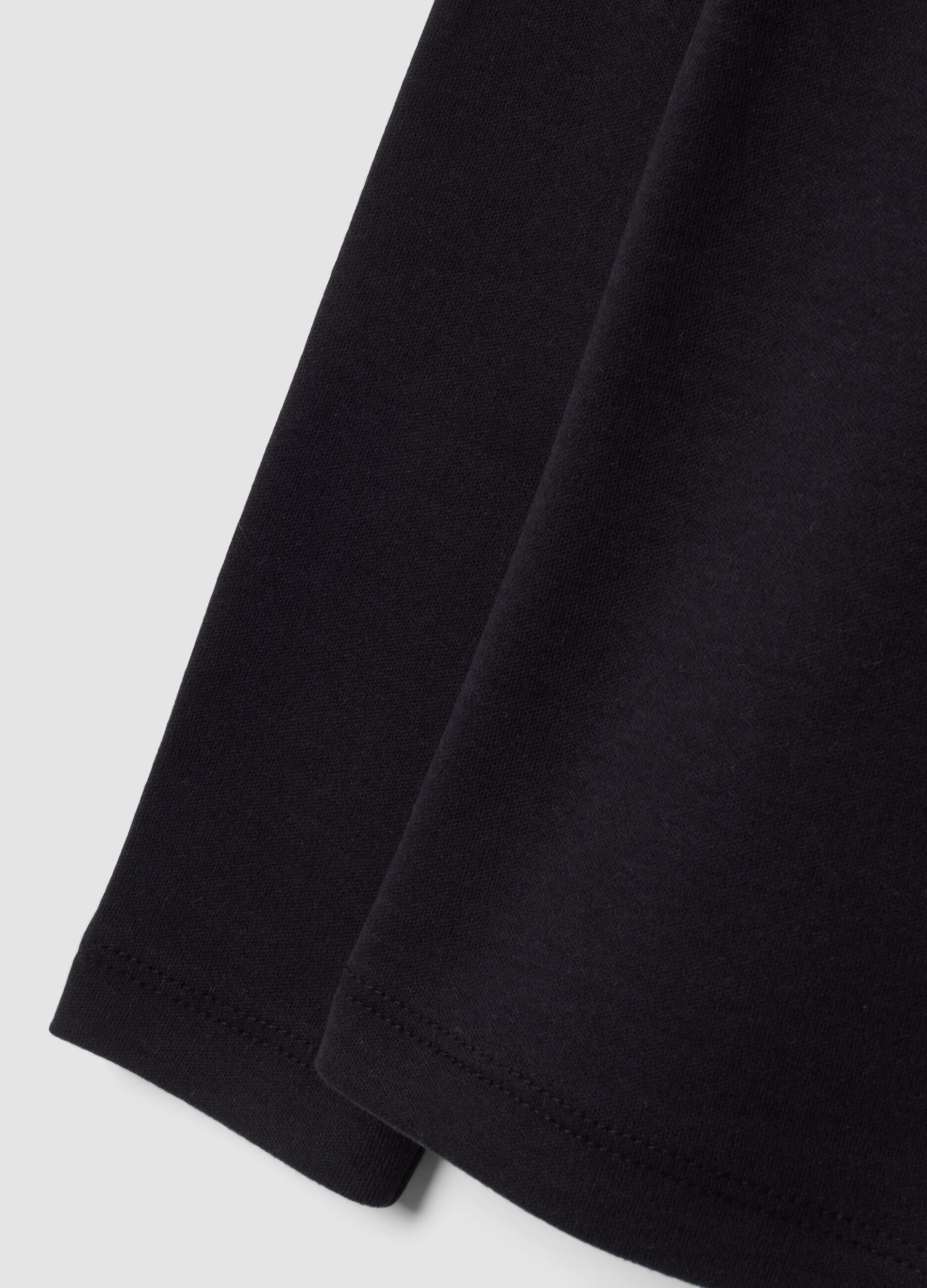 Black cotton roll-neck long-sleeve T-shirt, regular fit