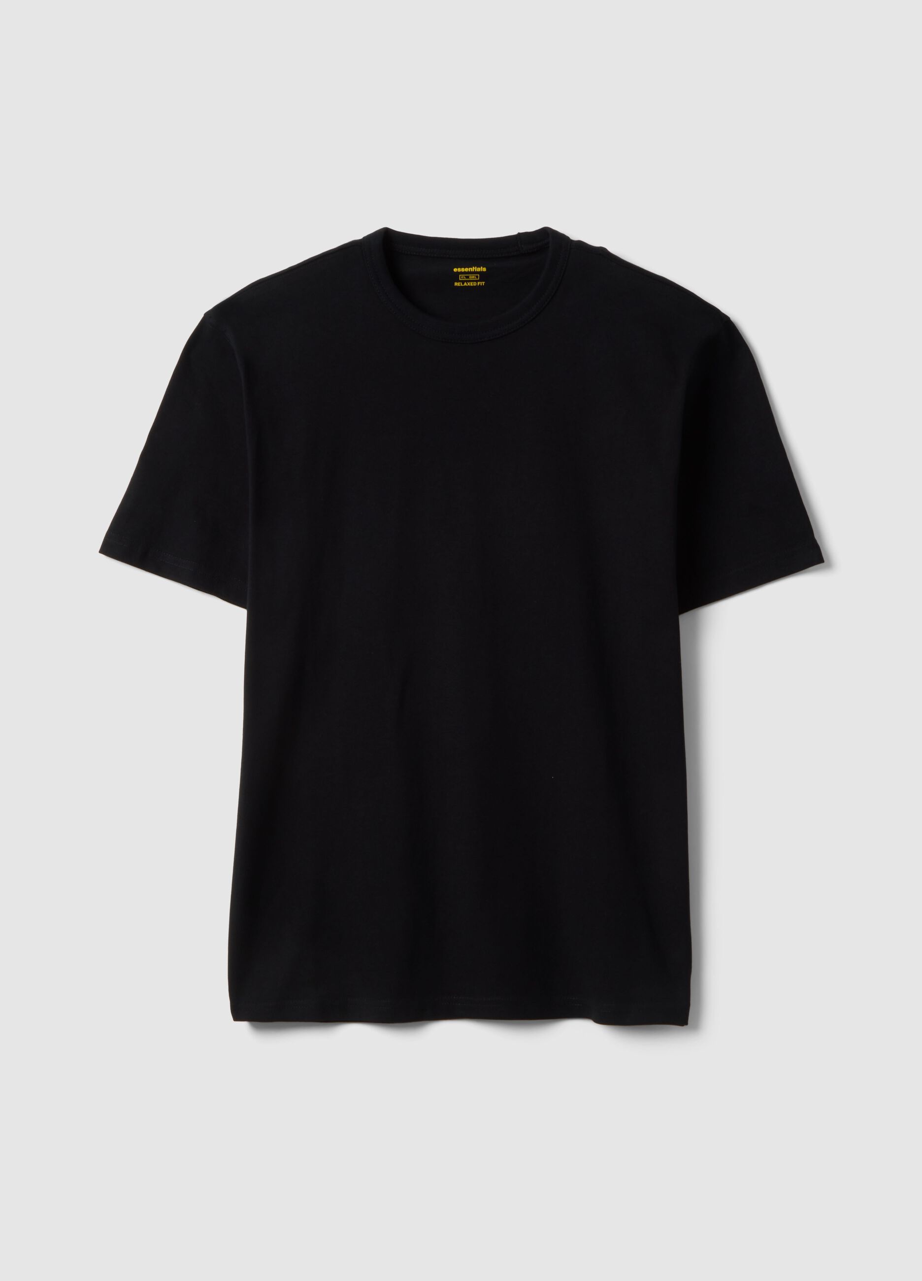 Black pure cotton crew neck t-shirt with relaxed fit