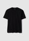 Black pure cotton crew neck t-shirt with relaxed fit_0