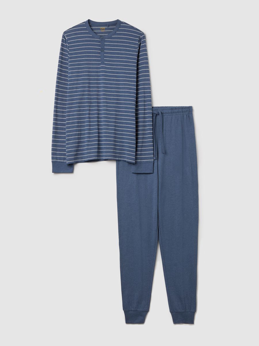 Striped pyjama top with granddad neckline_4