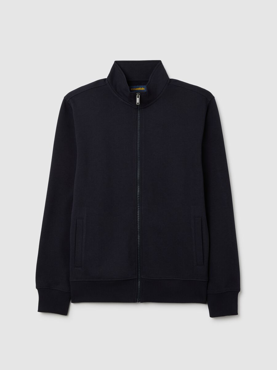 Felpa in misto cotone blu con zip_4