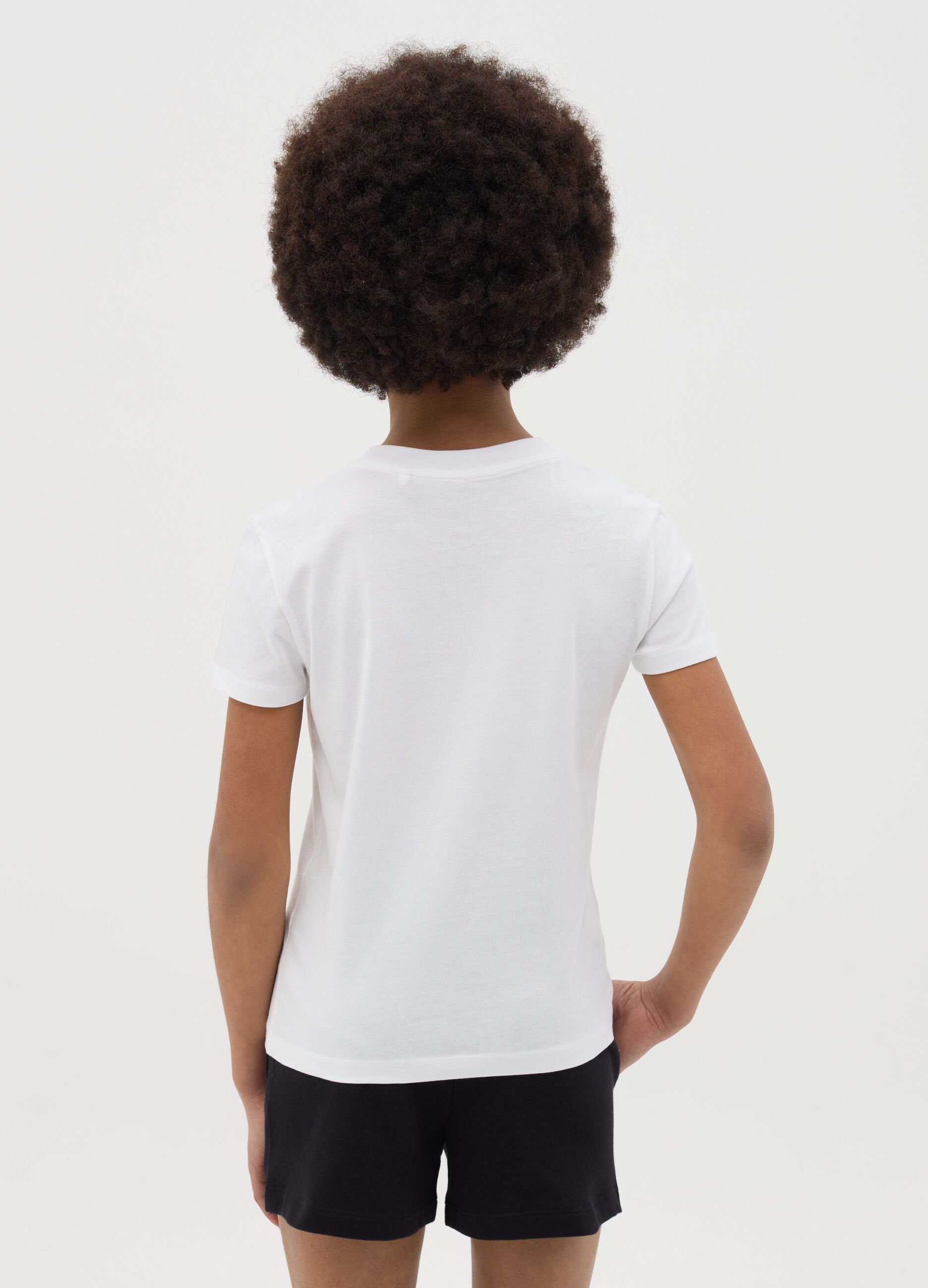 T-shirt da ragazza in puro cotone bianca regular fit con girocollo
