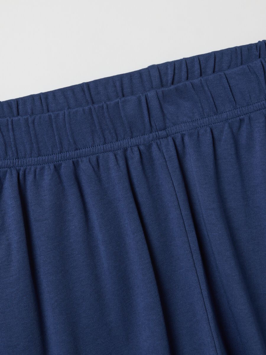 Blue crew neck long sleeve pyjamas in pure cotton regular fit_5