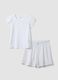 White pure cotton short pyjamas, regular fit with frills_4
