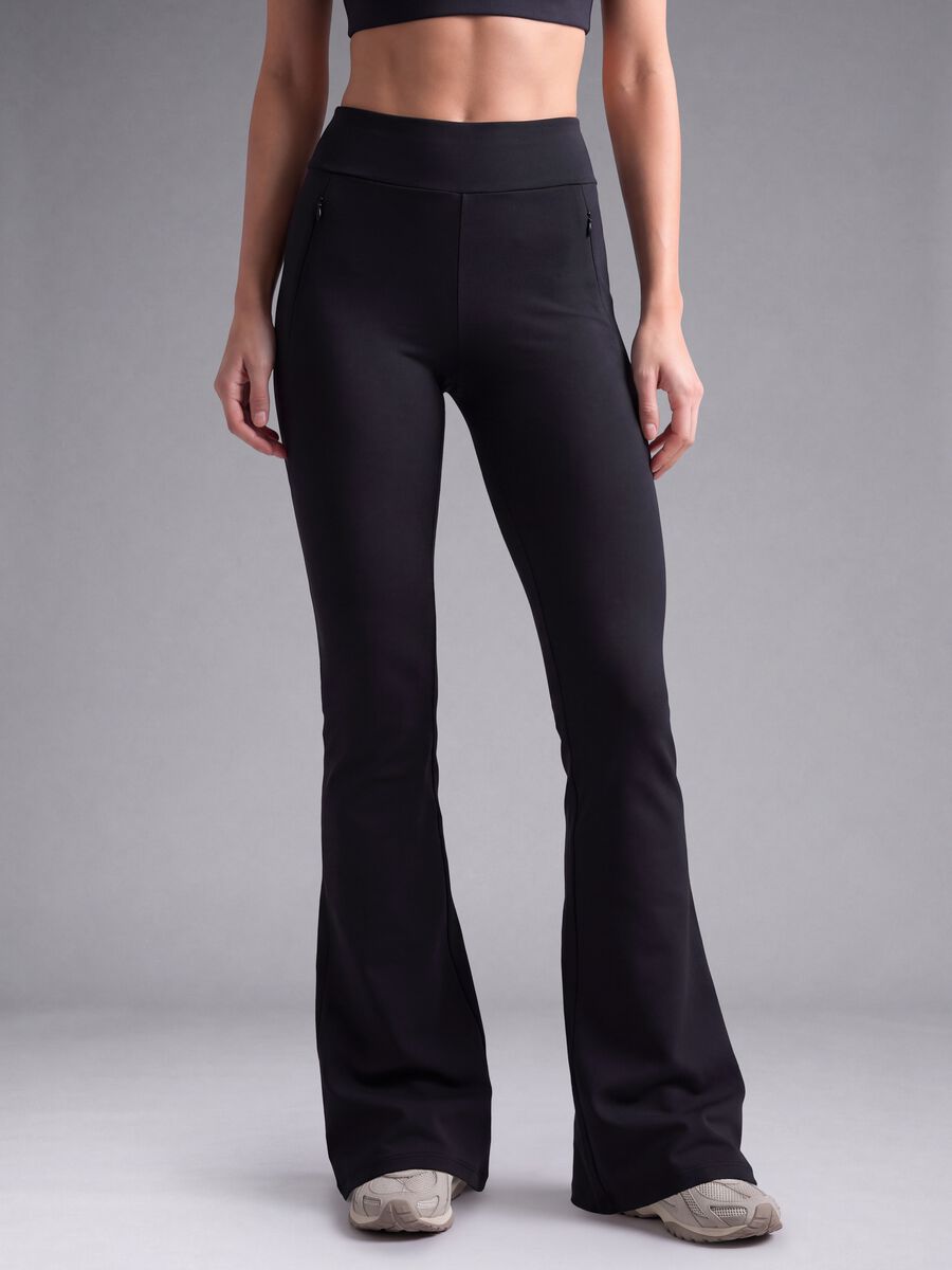 Pantaloni neri flare in tessuto elasticizzato ALTAVIA STUDIO_1