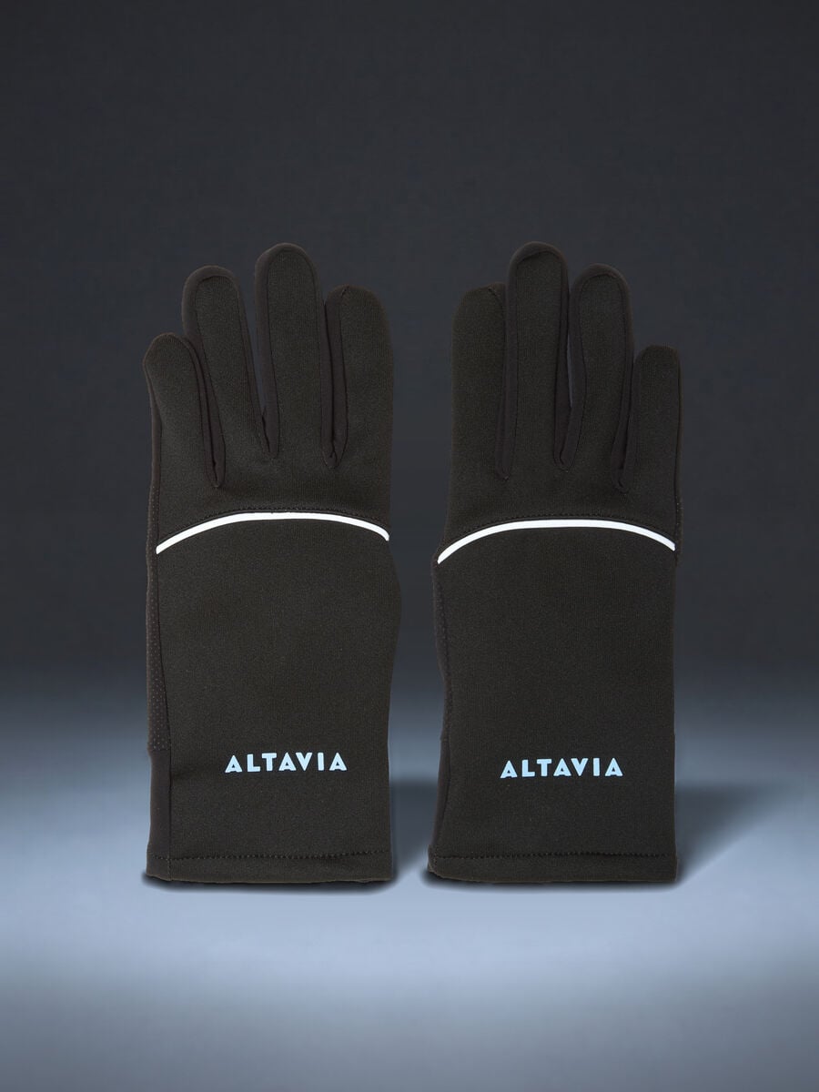 Black outdoor gloves with reflective inserts ALTAVIA WITH DEBORAH COMPAGNONI_0