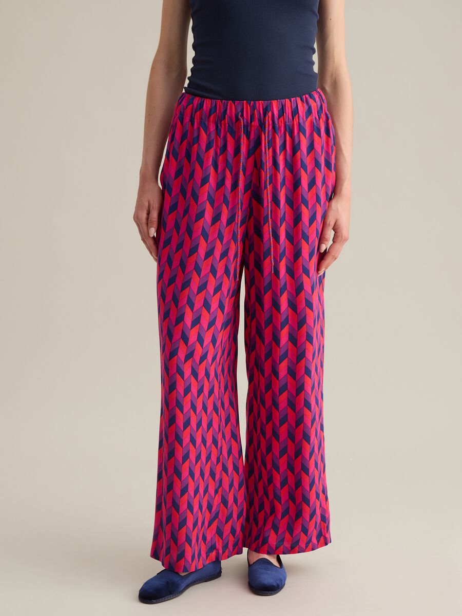 Women's Trousers in Pure Multicolour Viscose Regular Fit_2