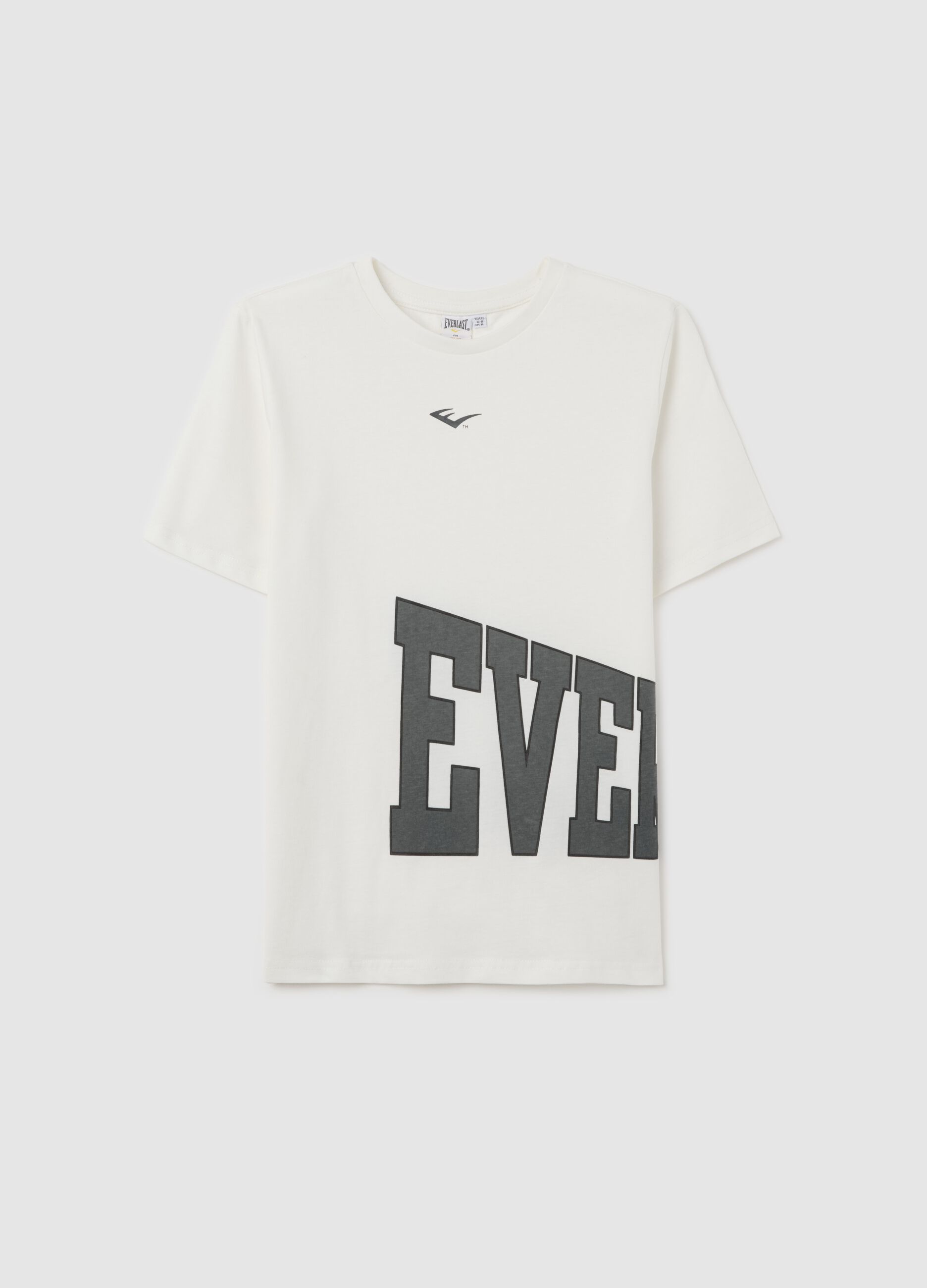 White cotton T-shirt with maxi logo print