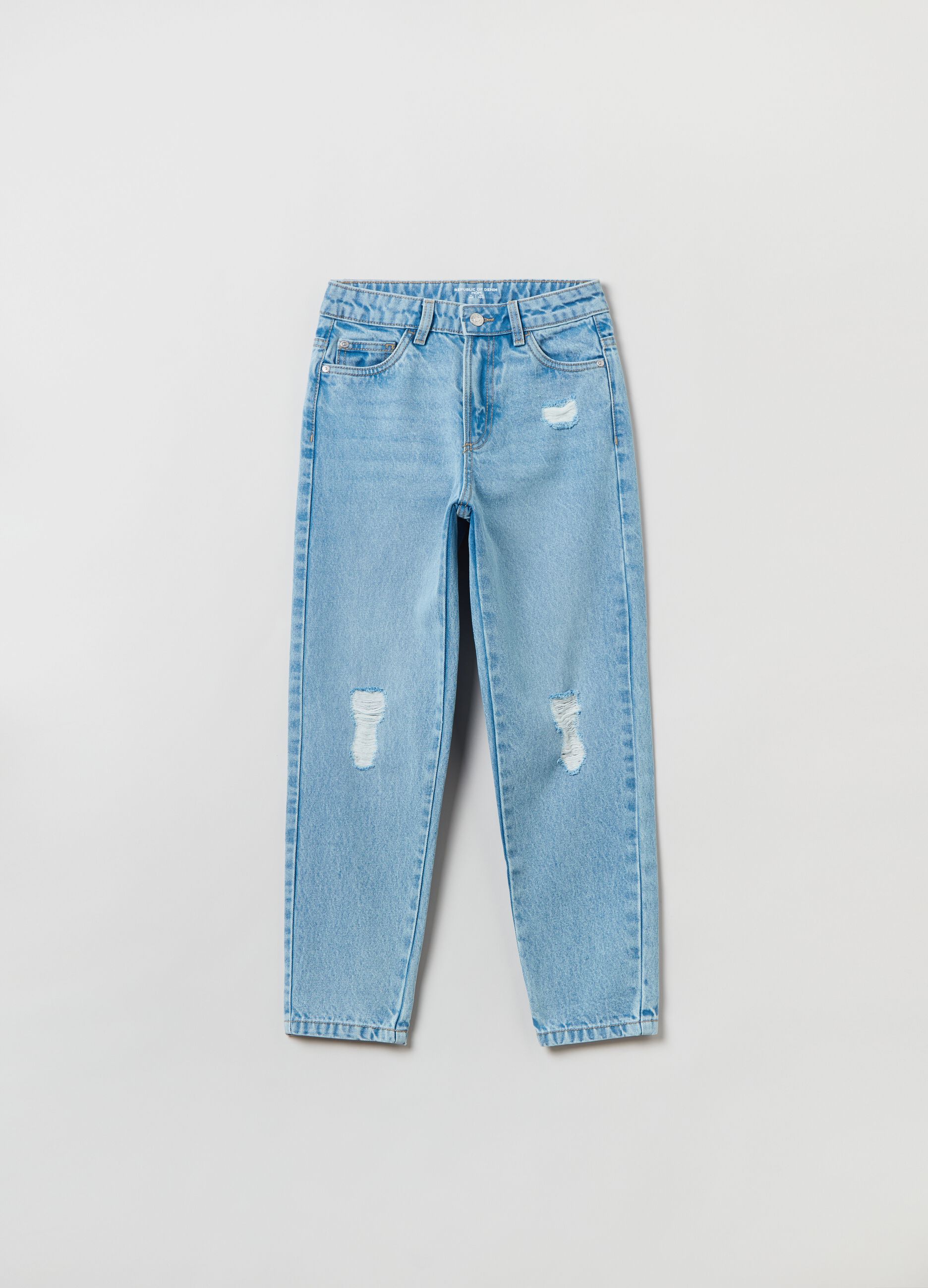 Jeans mom fit con abrasioni_0