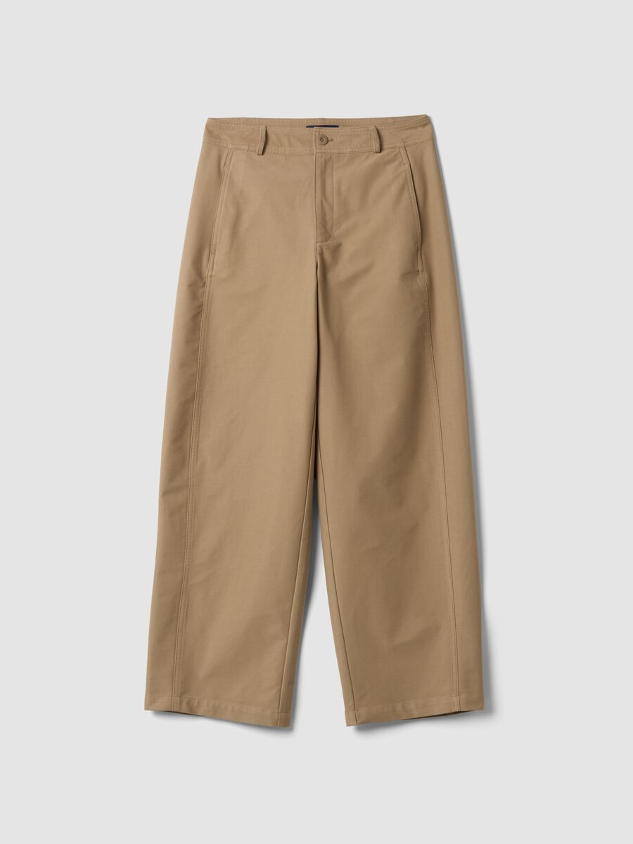 Pantaloni The Iconic Pants beige in misto cotone elasticizzato barrel fit_0