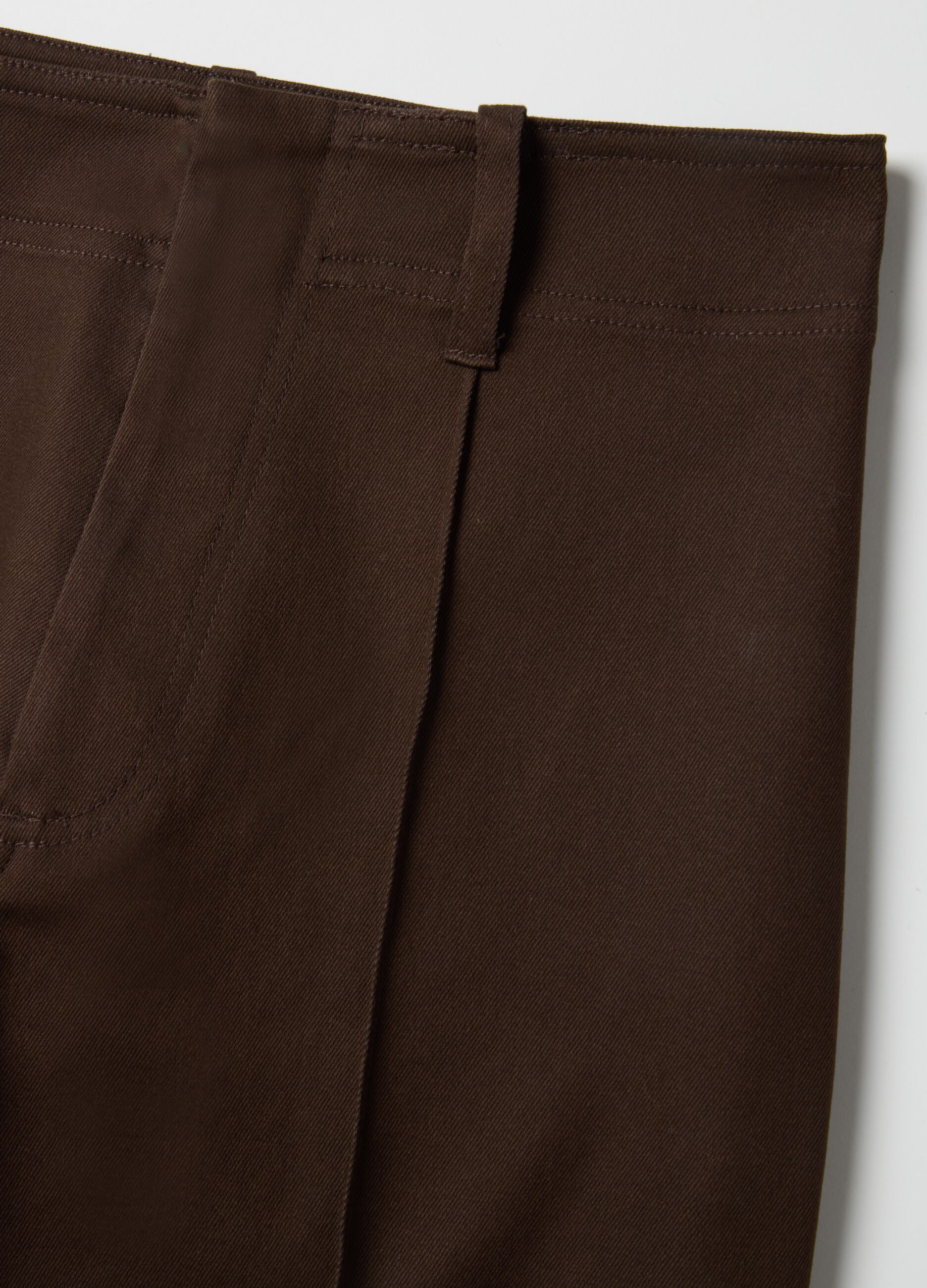 Pantaloni dritti in misto cotone marroni regular fit