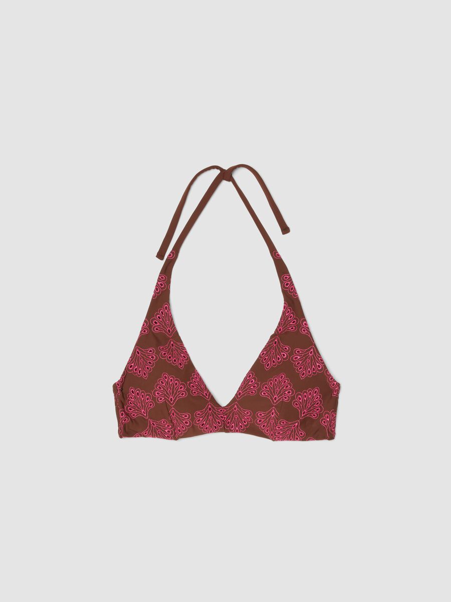 Top bikini marrone in tessuto elasticizzato_4