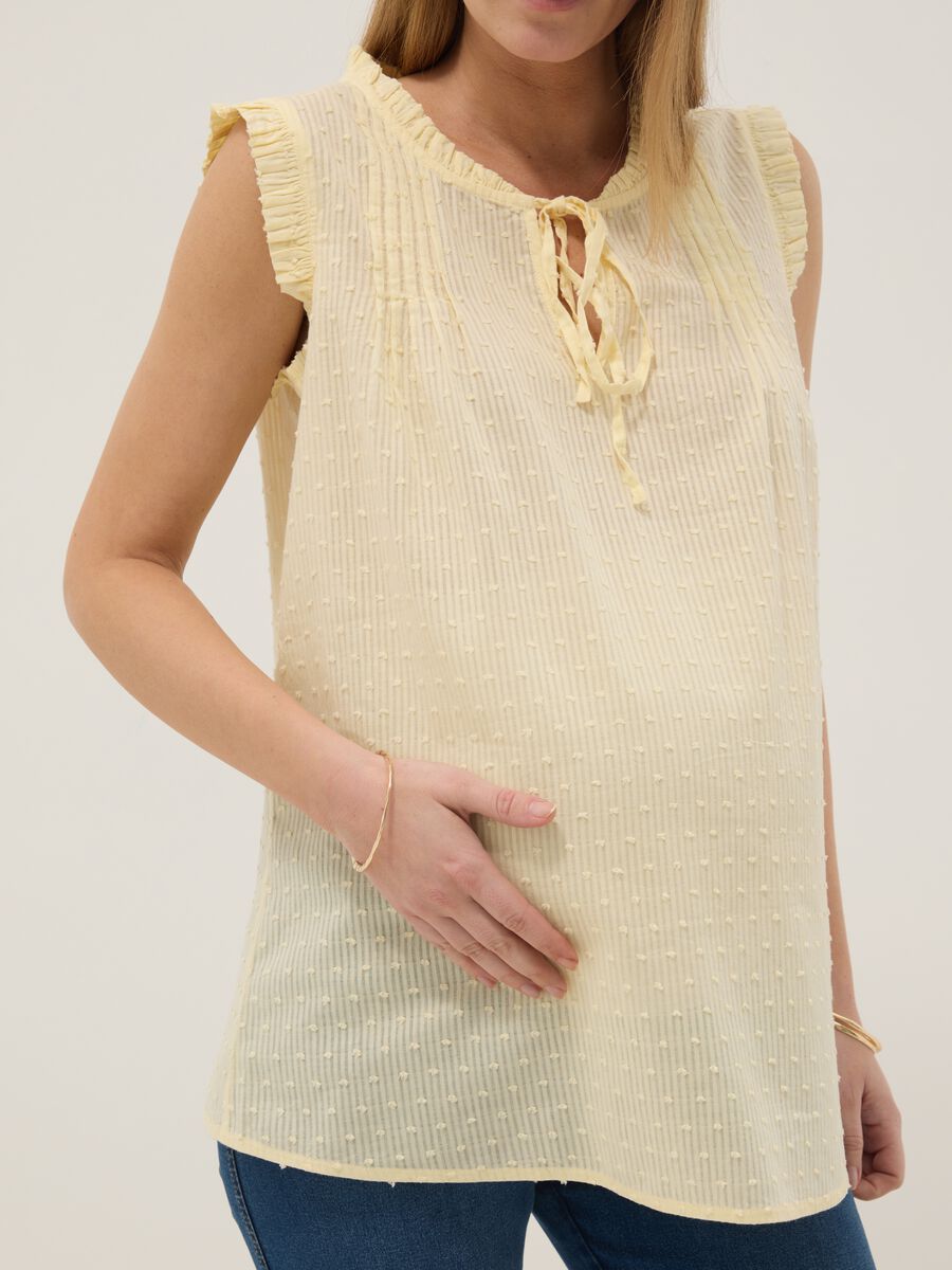 Yellow maternity blouse in pure cotton_3