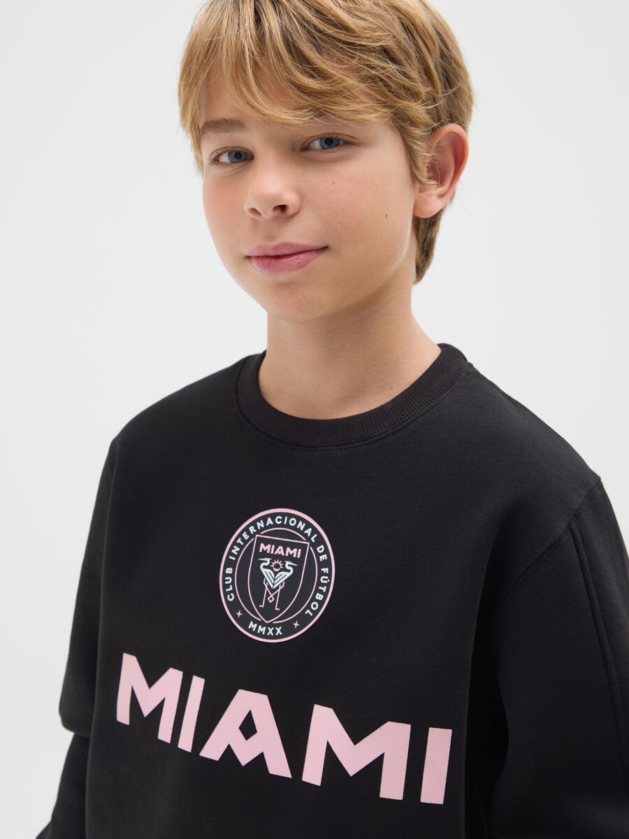Children's black cotton blend sweatshirt regular fit with Miami CF logo_2