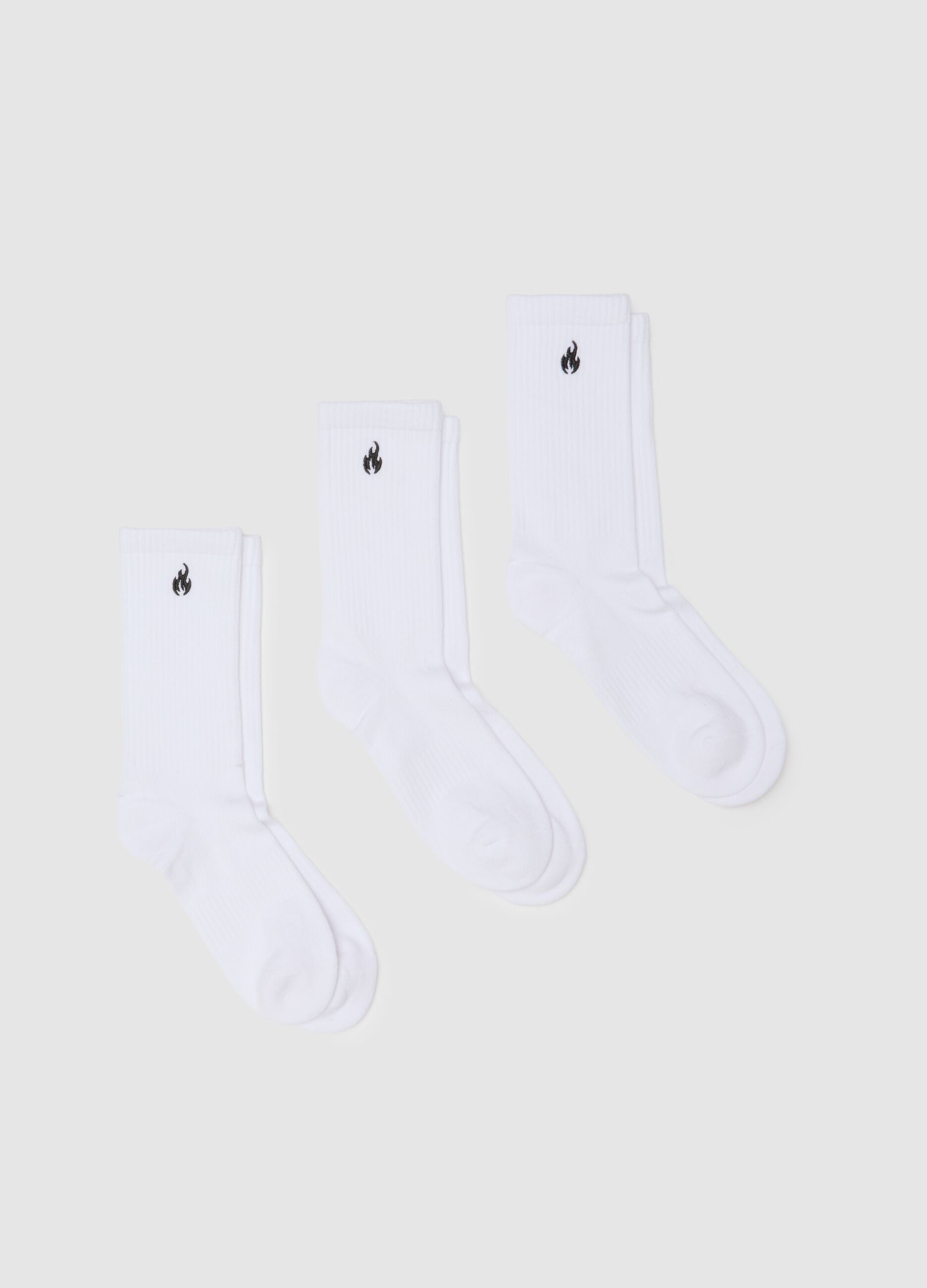 White Stretch Cotton Sports Socks Tripack