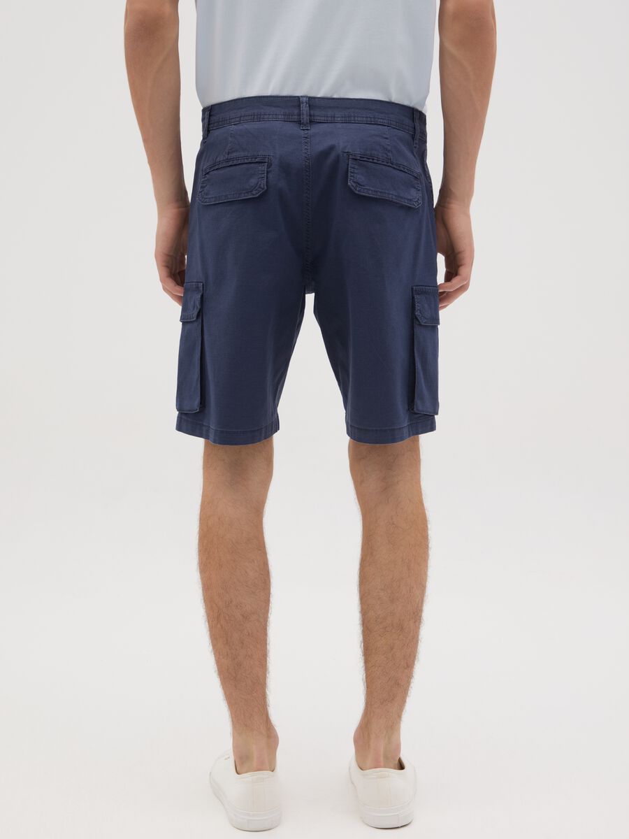 Men's Blue Cotton Cargo Trousers Regular Fit_3
