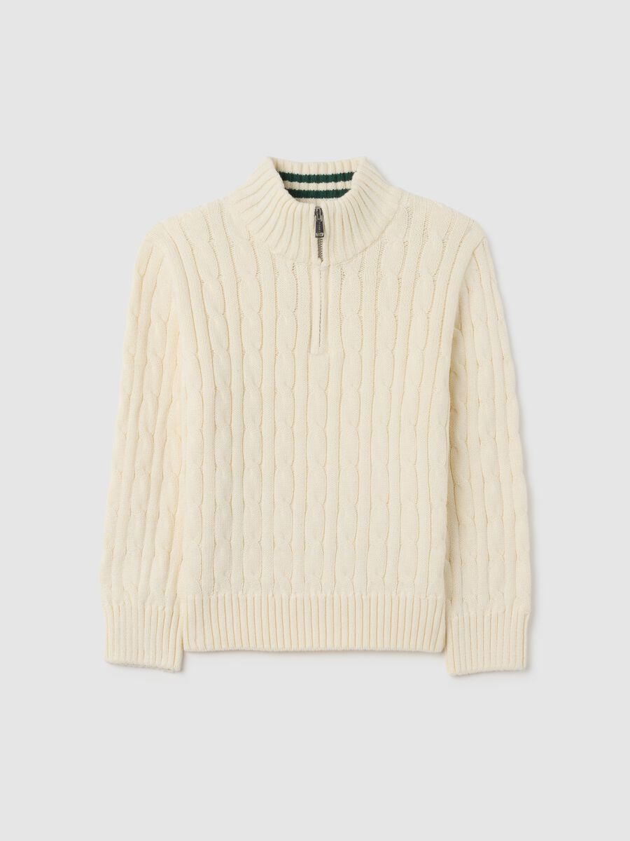 Maglione da bambino in puro cotone bianco over fit_0