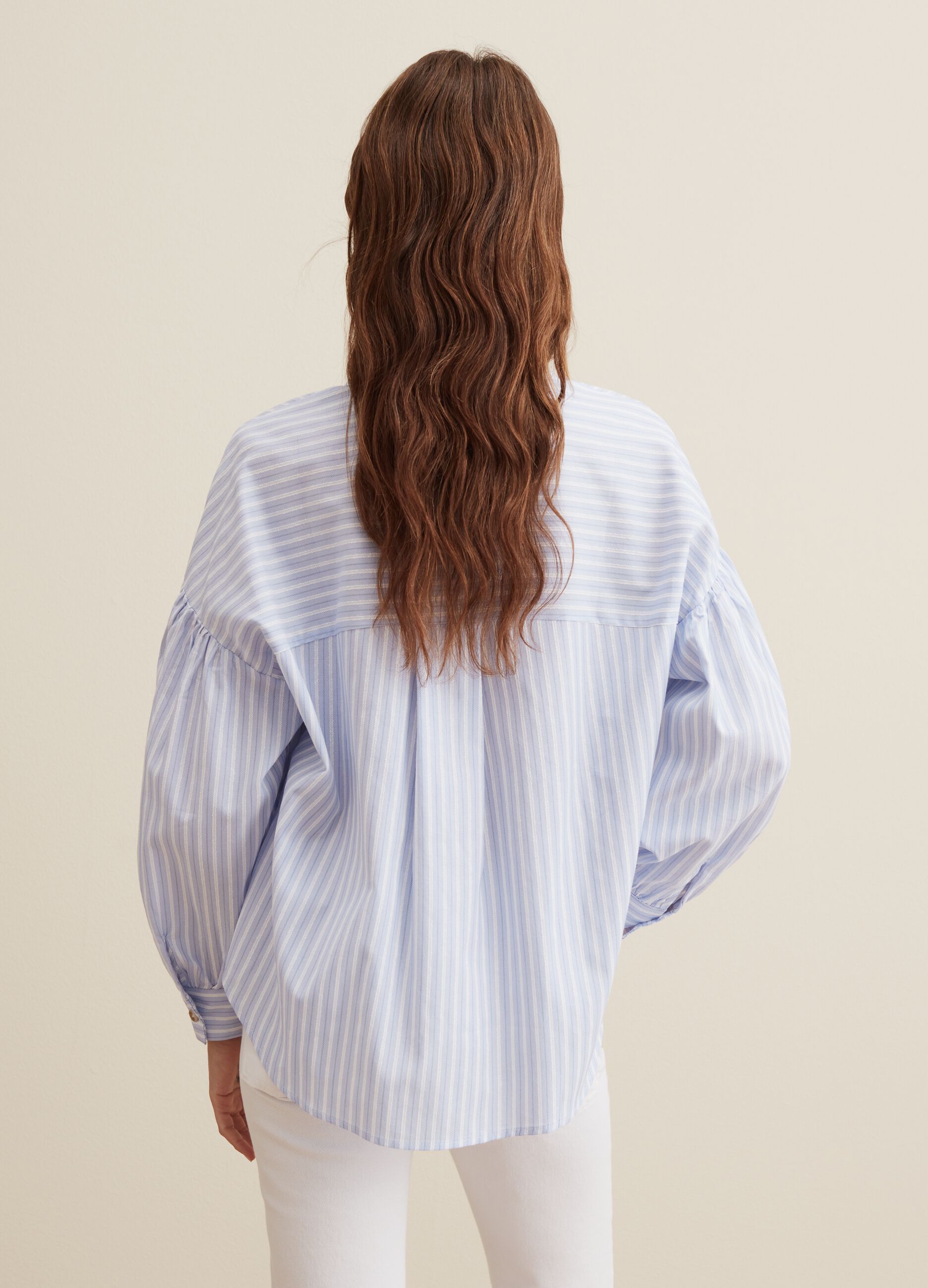 Camicia oversize a righe maniche a sbuffo_2