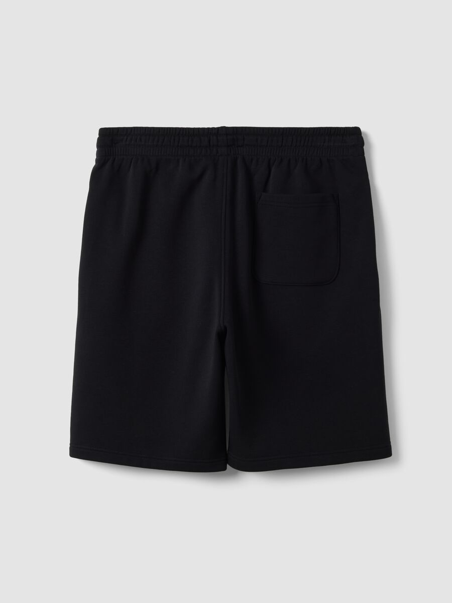 Black cotton-blend shorts with elasticated waist, regular fit_6