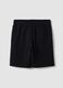 Black cotton-blend shorts with elasticated waist, regular fit_6