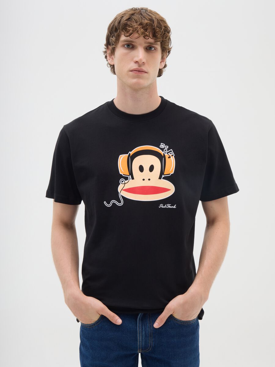Black short-sleeve T-shirt in pure cotton regular fit_0