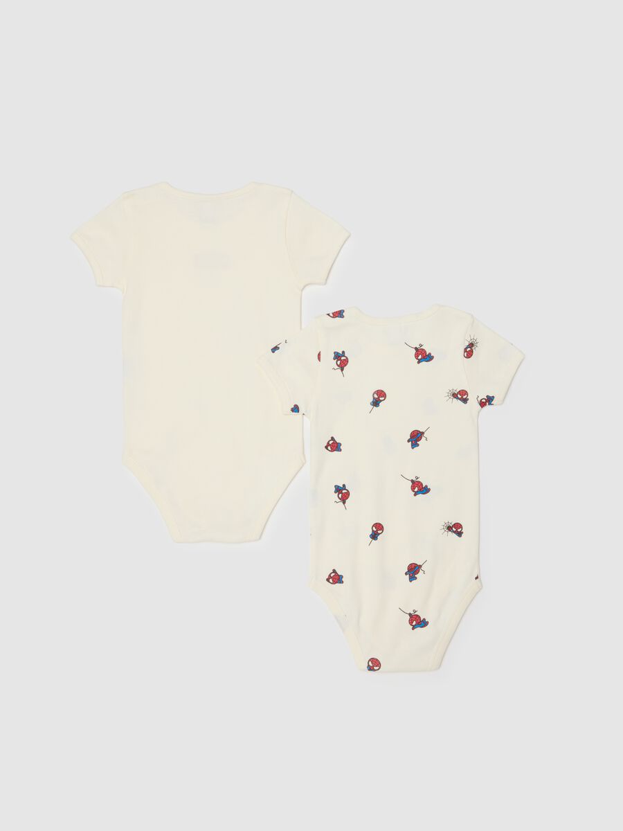 Baby beige cotton bodysuits twin pack with prints_1
