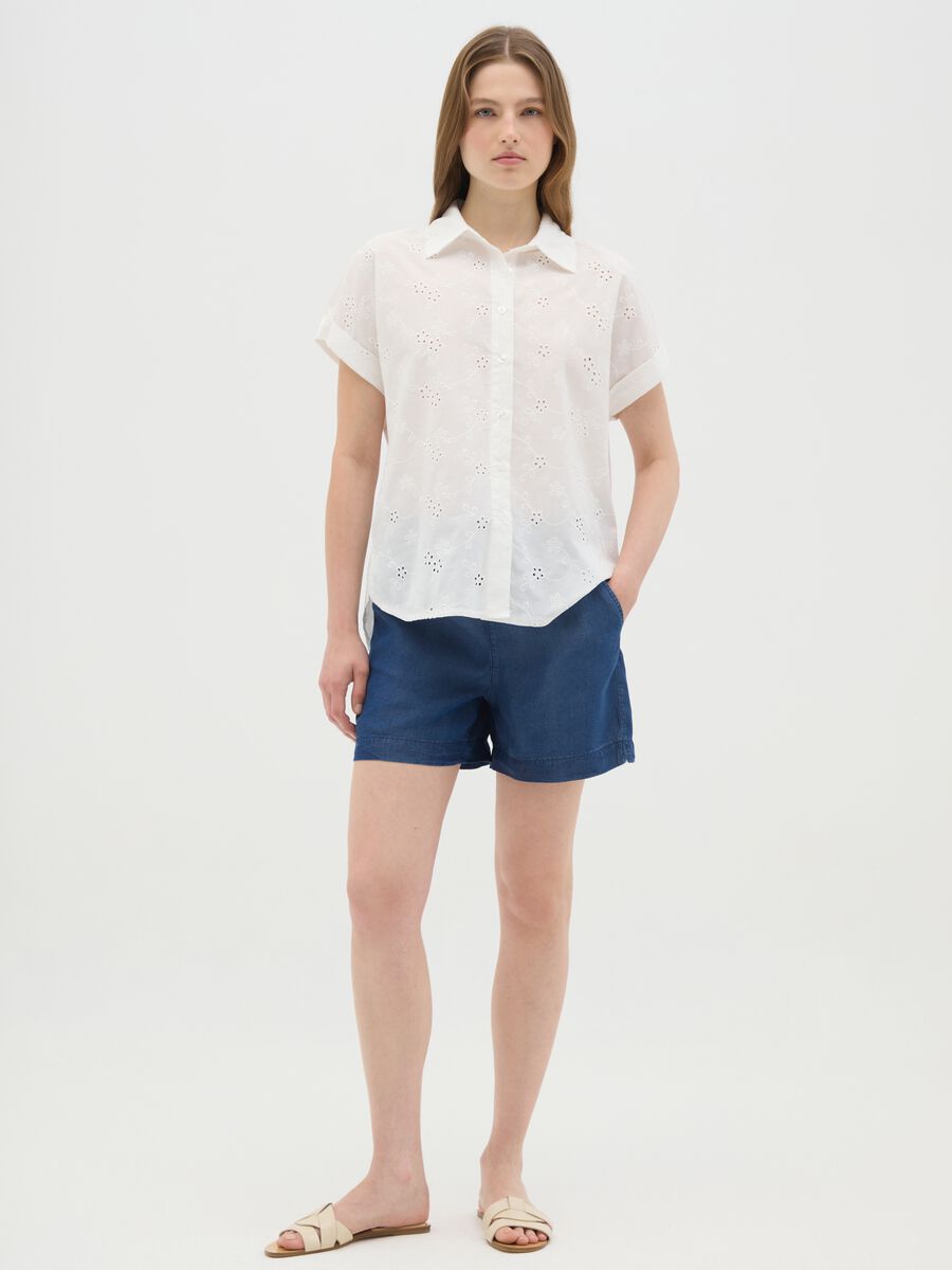 Shorts da donna in lyocell blu regular fit_0