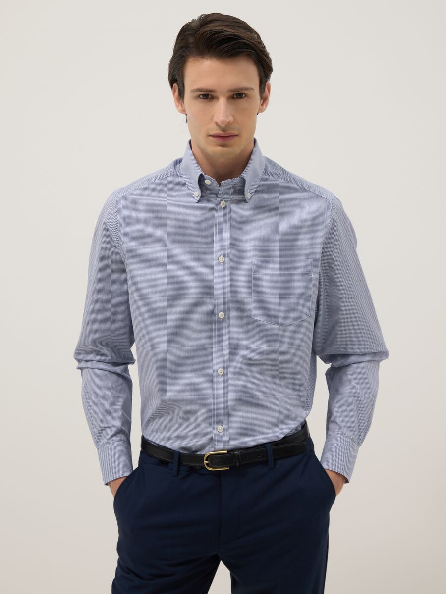 Multicolour regular fit check cotton blend shirt, easy iron_0