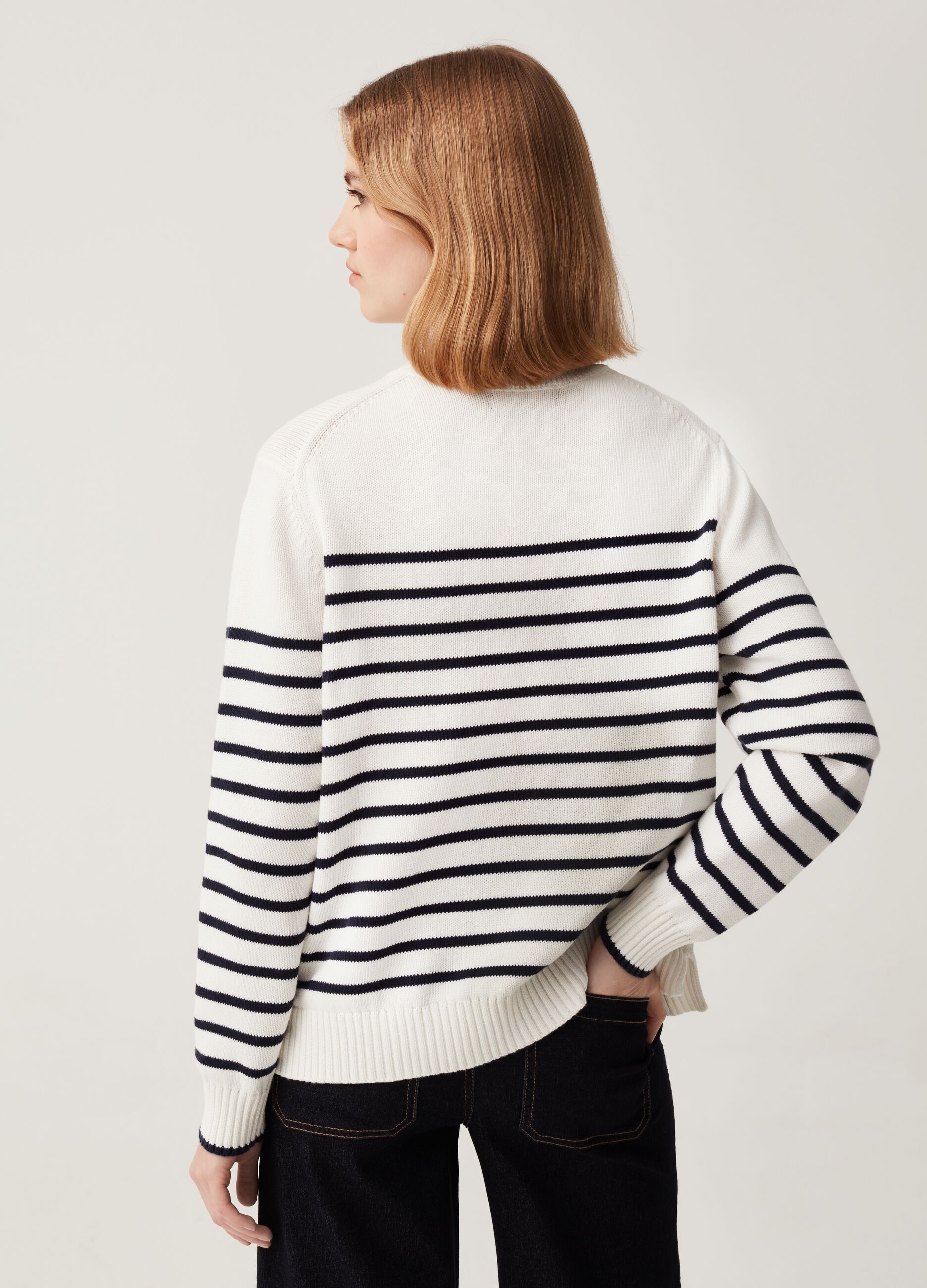 Pullover mock neck a righe