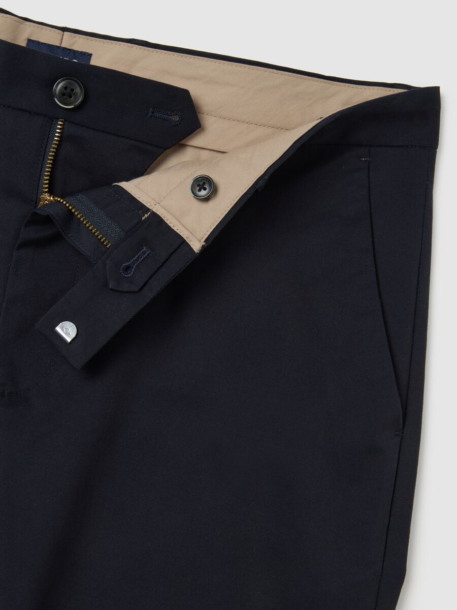 Regular Fit Blue Stretch Cotton Trousers_1