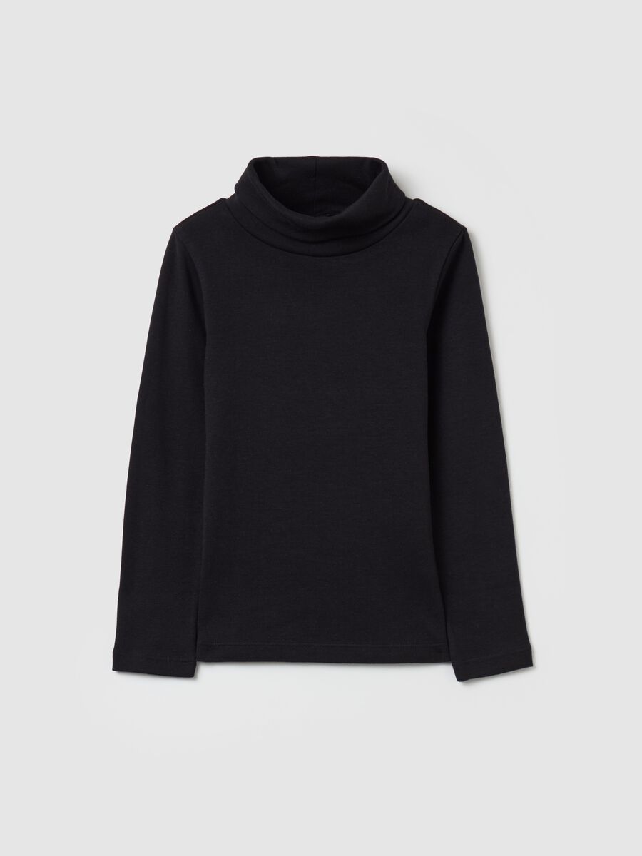 Cotton T-shirt with high neck_0