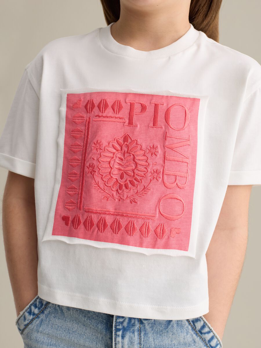 White short-sleeved T-shirt in 100% cotton_1