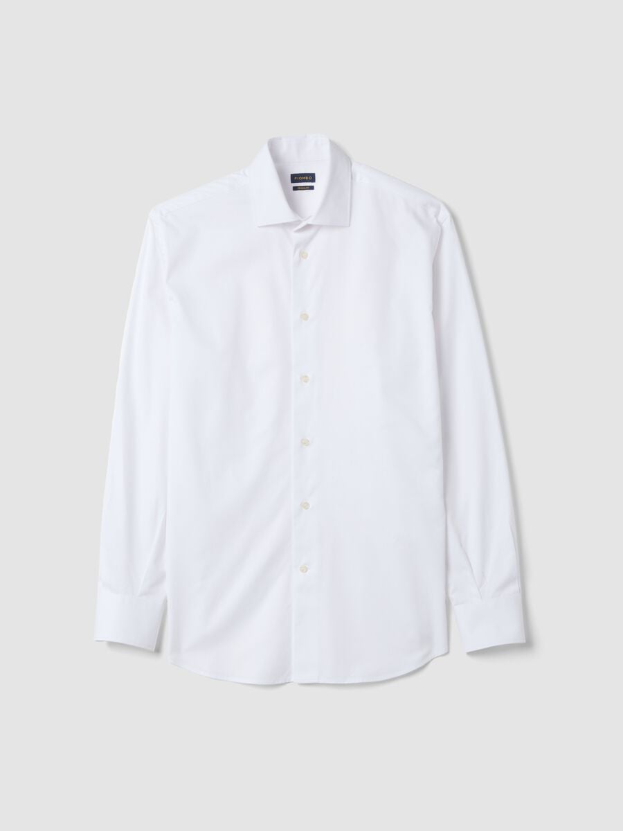 Camicia bianca in puro cotone con collo classico_4