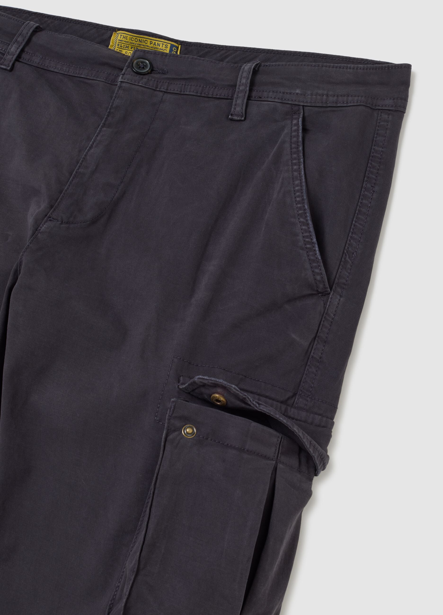Blue stretch cotton slim fit cargo trousers