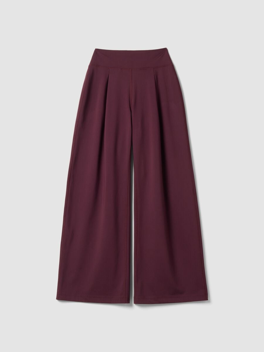 Pantaloni viola wide leg in tessuto elasticizzato_5