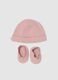 Baby girl's pink hat and booties set in pure cotton, regular fit_0
