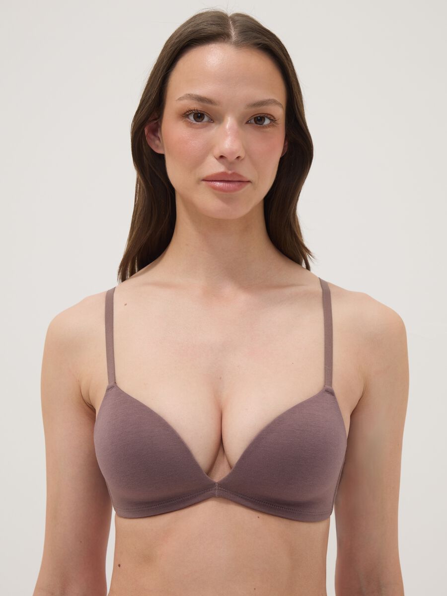 Reggiseno grigio imbottito in cotone organico_0