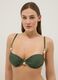 Green stretch bikini top with stones and removable cups_0