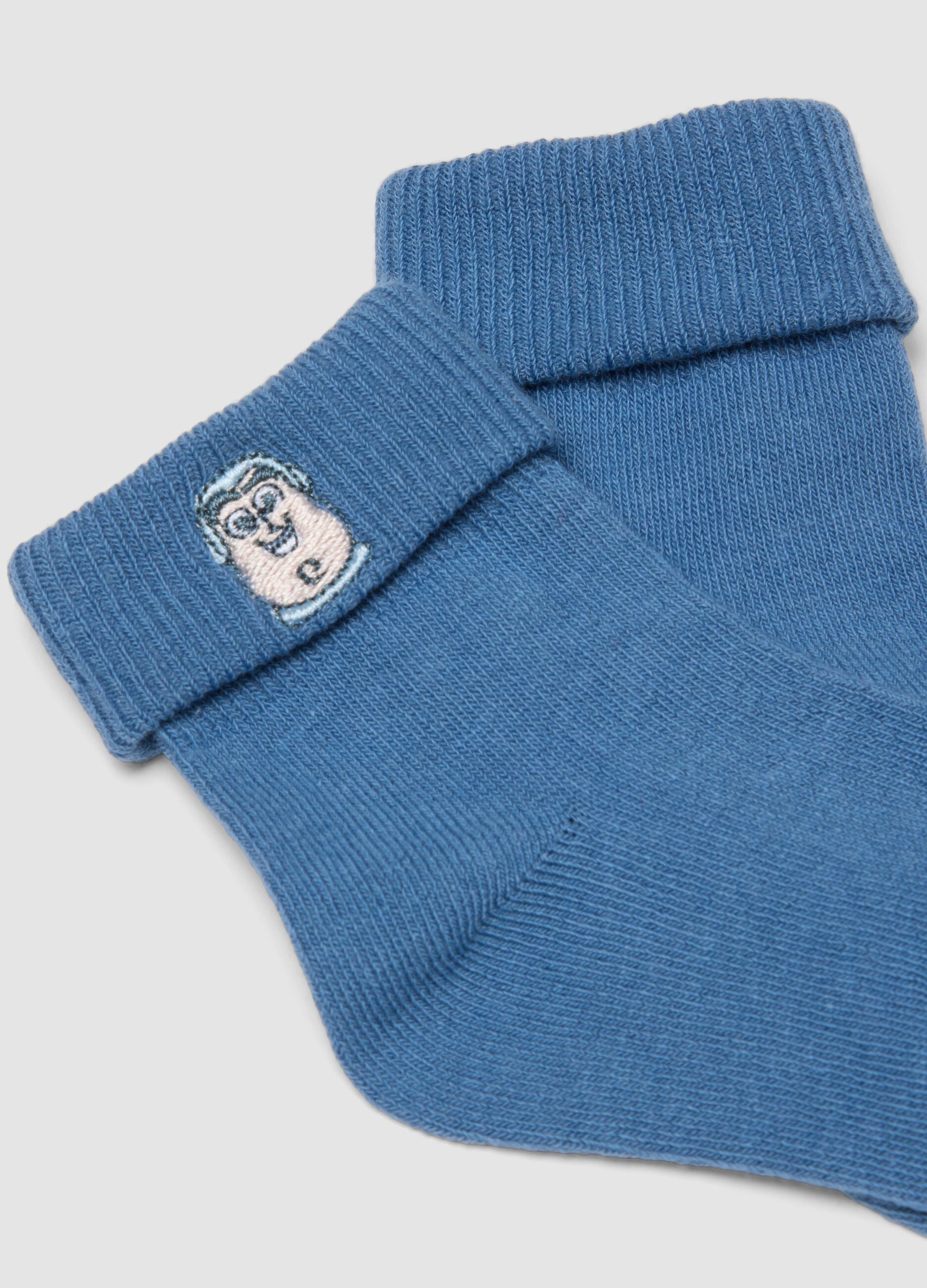 Pack of 3 short organic cotton-blend socks with Toy Story embroidery for baby boy