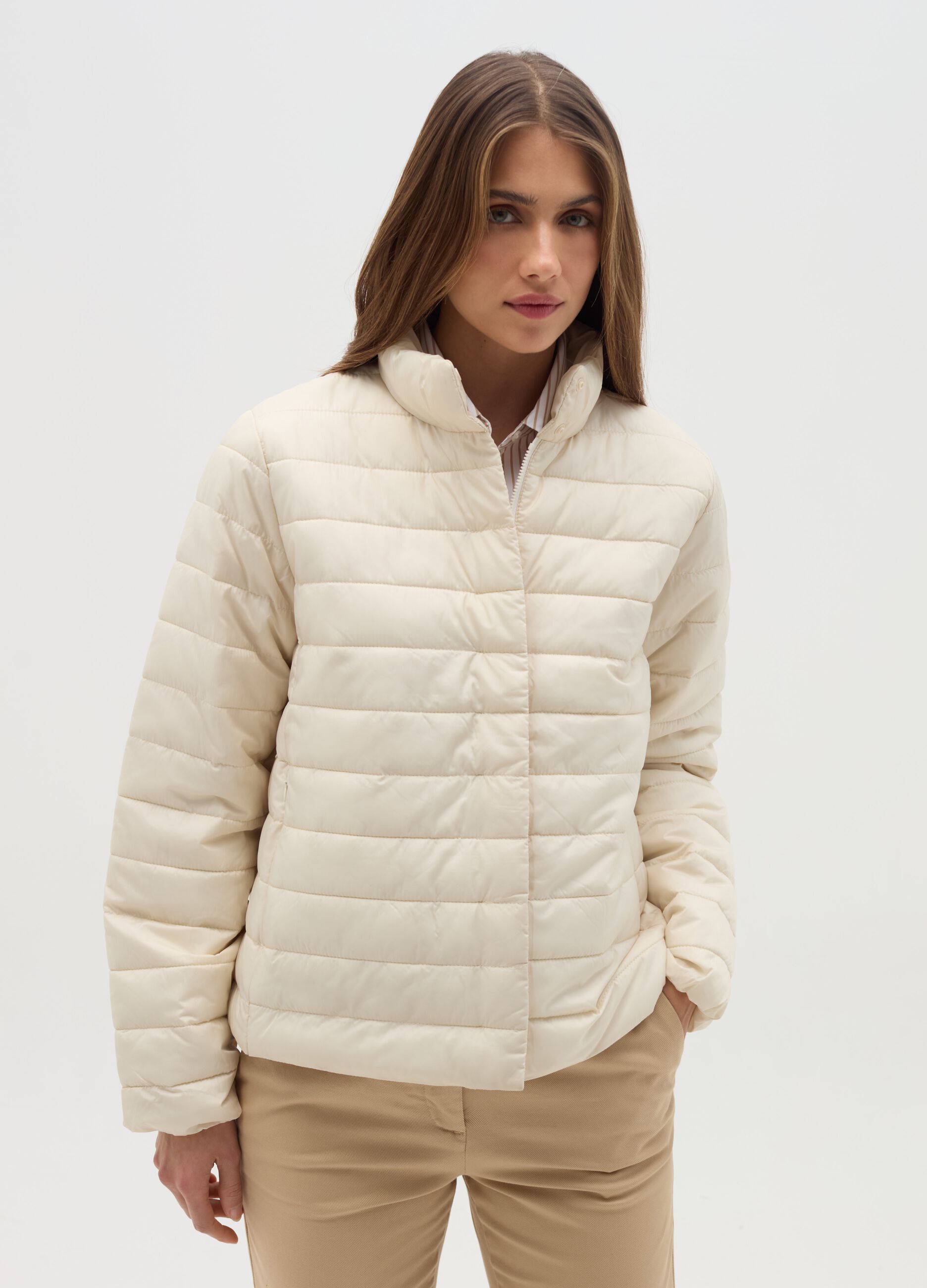 Ultralight short down jacket with high collar