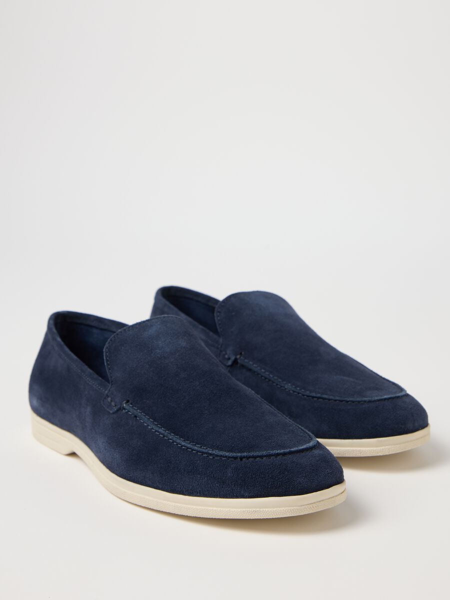 Blue Genuine Leather Moccasins Piombo_1