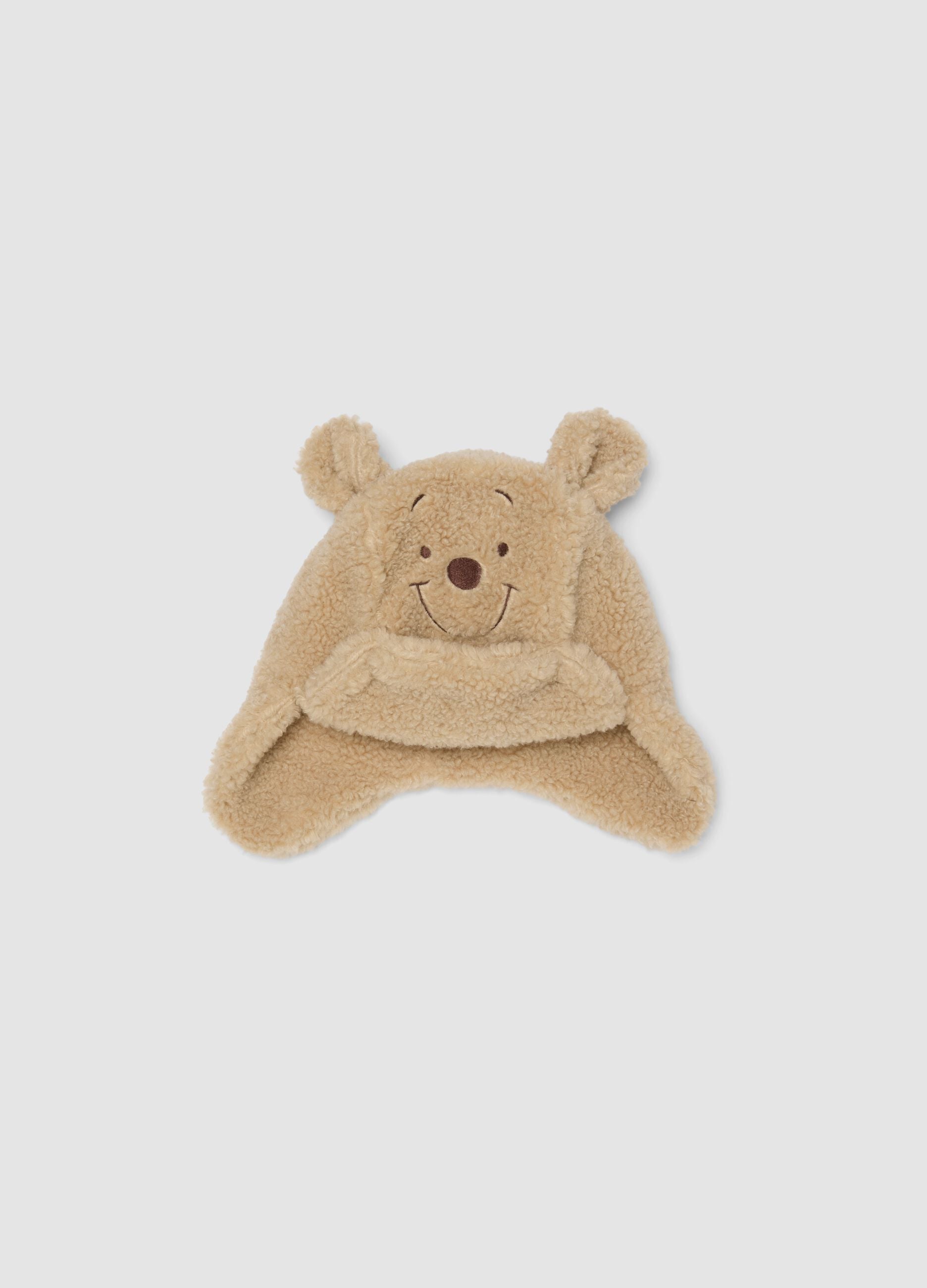 Beige hat with appliqu&eacute; ears and Winnie the Pooh embroidery