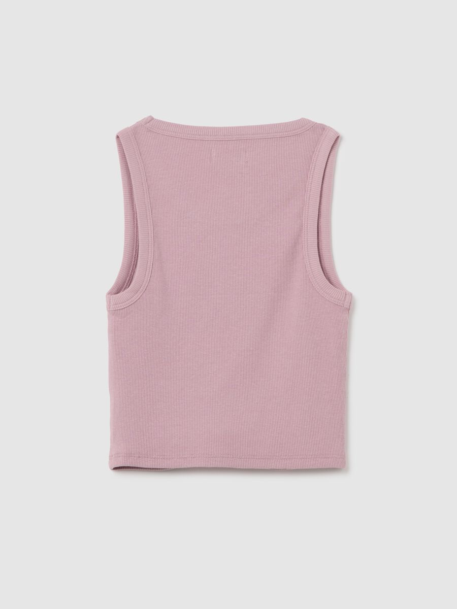 Girls' pink fitted stretch cotton tank top_1