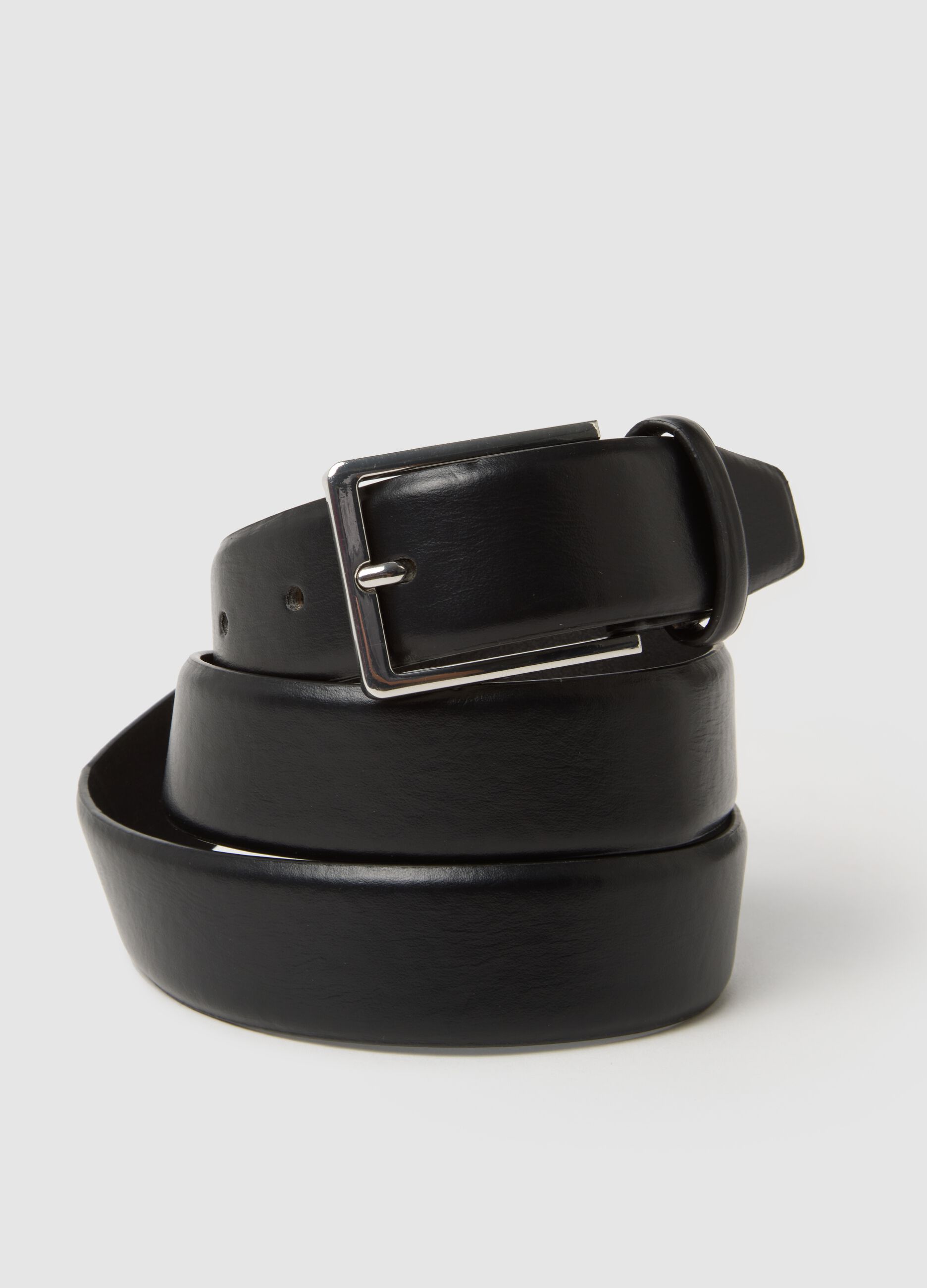Black genuine leather belt