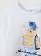 White pure cotton regular fit t-shirt with teddy bear for boys_3