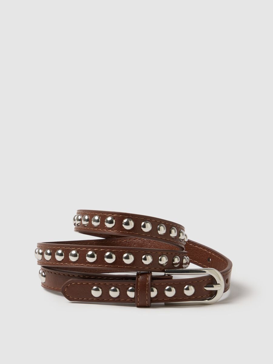 Brown belt with silver studs_2