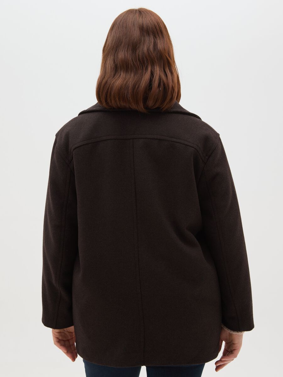 Brown curvy regular fit coat with buttons_3